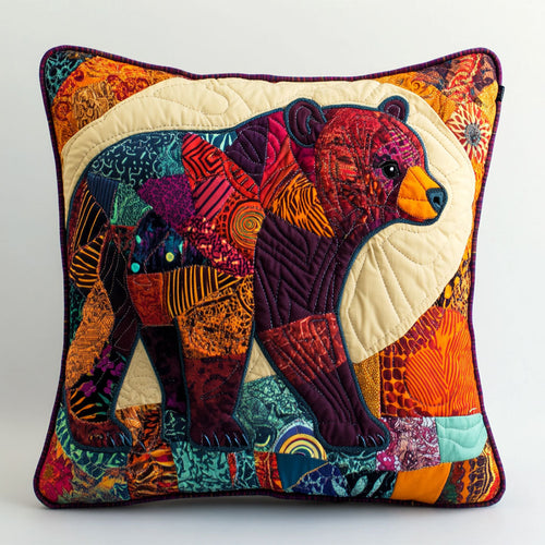 Boho Patchwork Bear WJ2402031CL Quilt Pillow Case