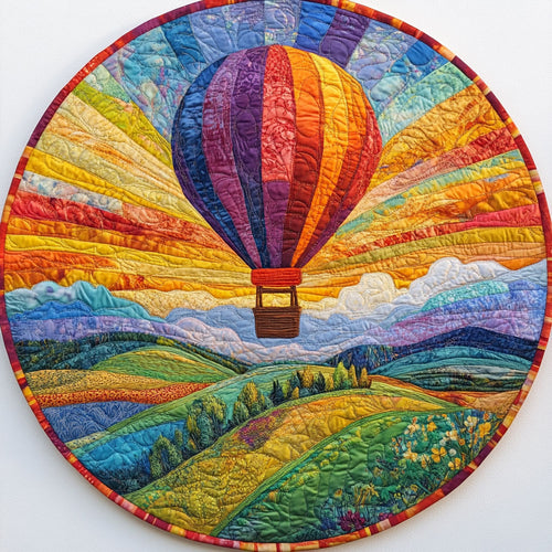 Hot Air Balloon WJ1403048CL Quilted Round Mat