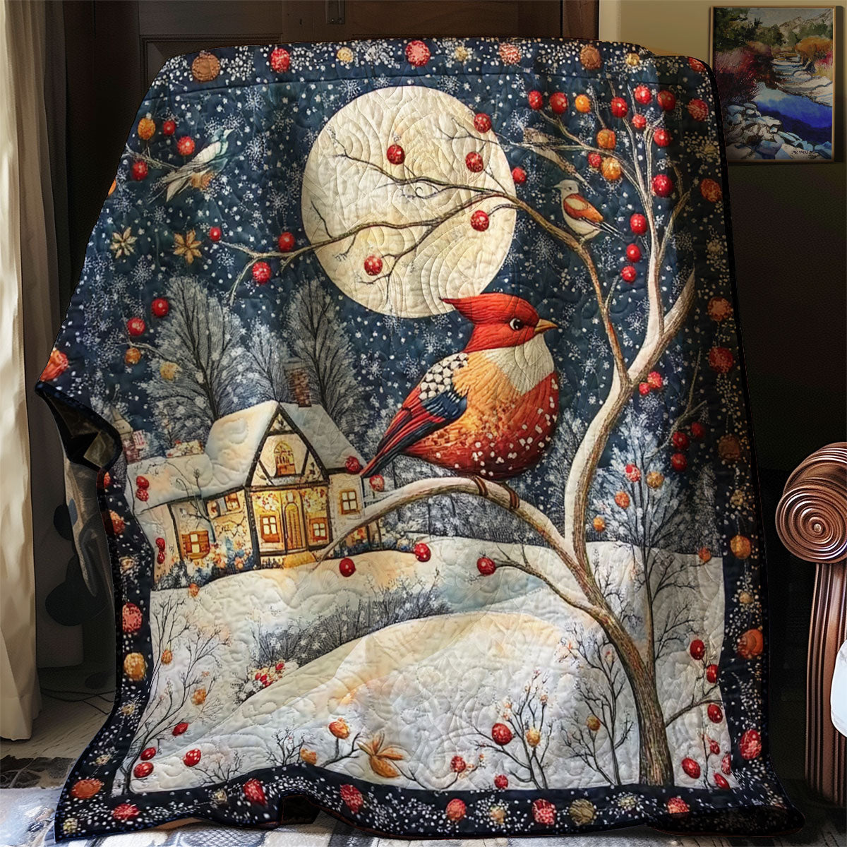 Moonlit Cardinal WJ0201013CL Quilt