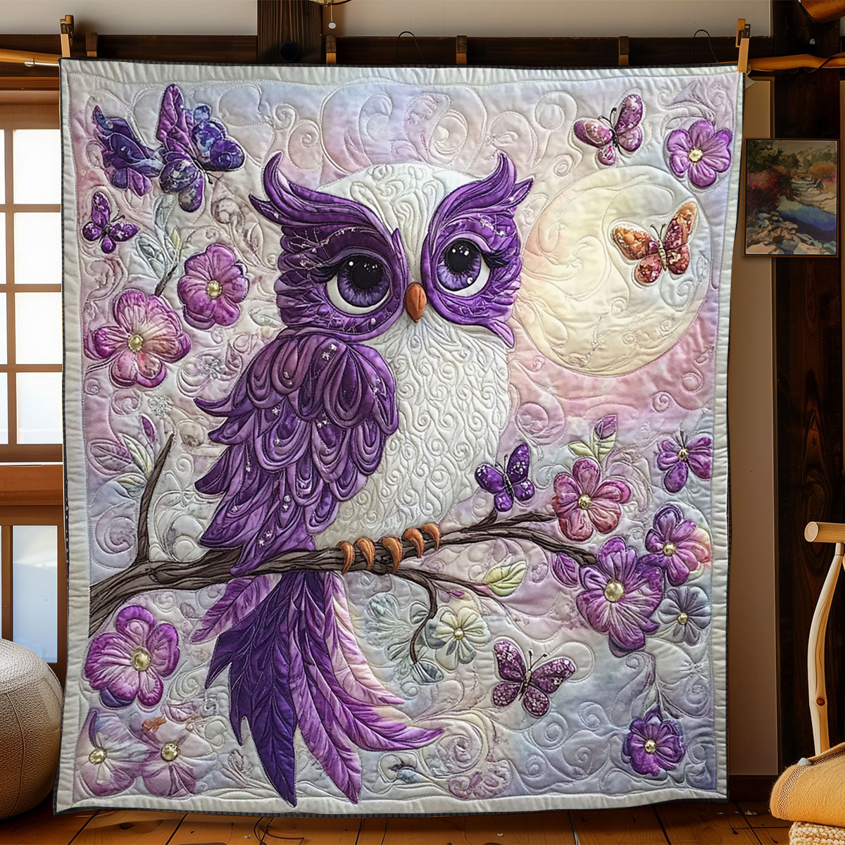 Enchanted Violet Owl WJ1701009CL Quilt