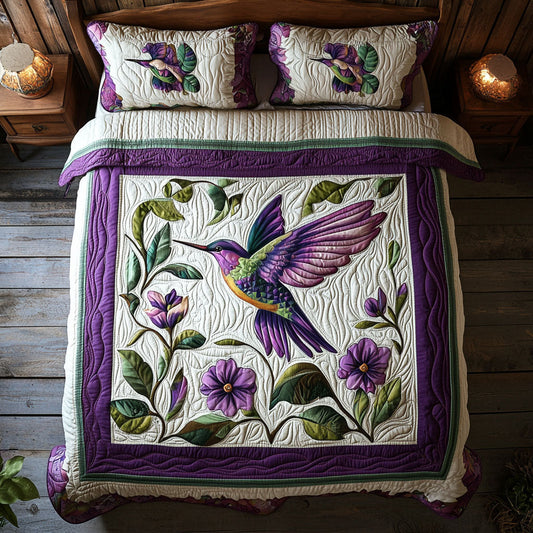 Purple Hummingbird WX0401075CL Duvet Cover Set