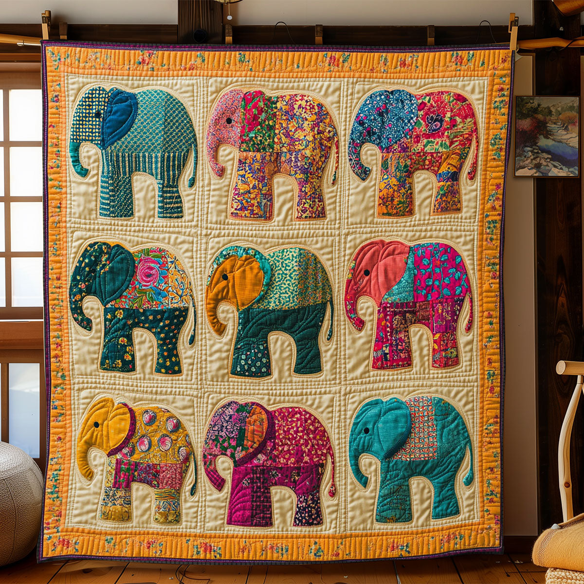 Patchwork Elephant WJ0602027CL Quilt