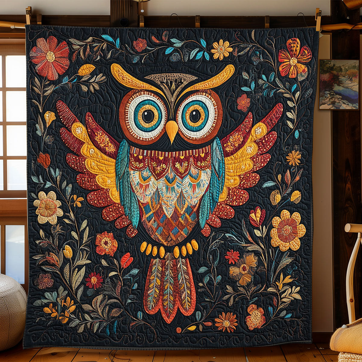 Flower Owl WJ1303007CL Quilt