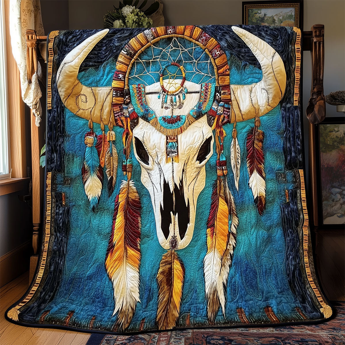 Bull Skull Native American WX0502020CL Quilt