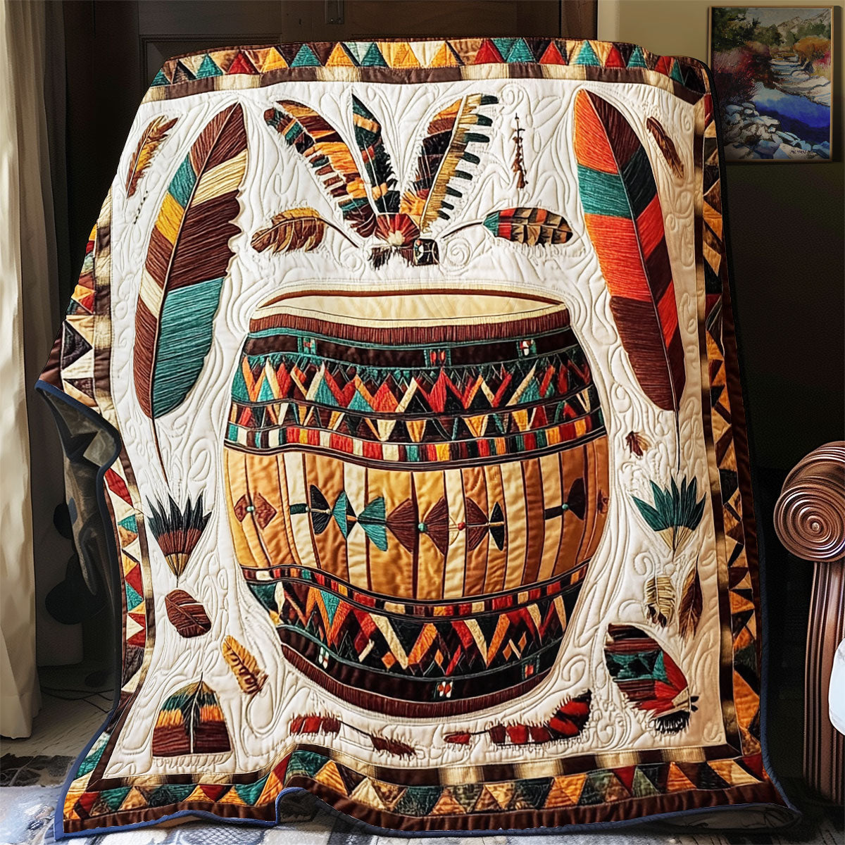 Native American Drum WX0602073CL Quilt