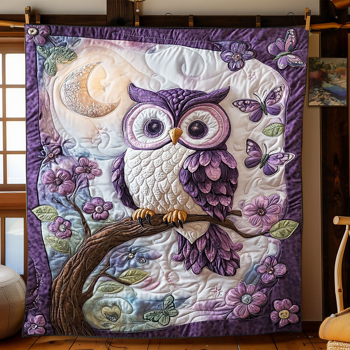 Enchanted Violet Owl WJ1501008CL Quilt