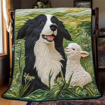 Happy Border Collie And Lamb WX2802030CL Quilt