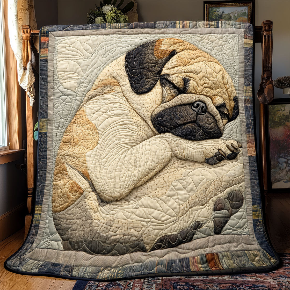 Pug Sleeping WX1701088CL Quilt