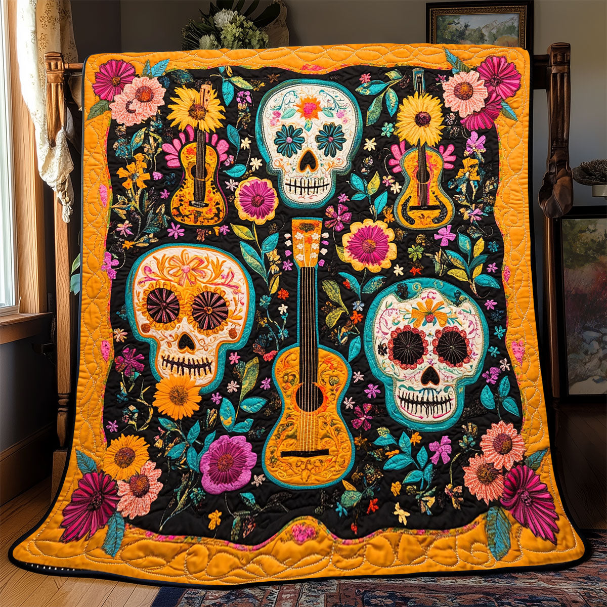 Skull Day Of The Dead WX2102028CL Quilt