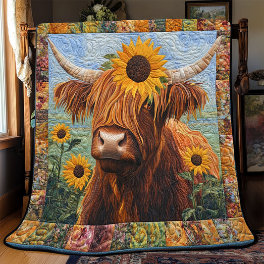 Sunflower Highland Cow WX2802051CL Quilt