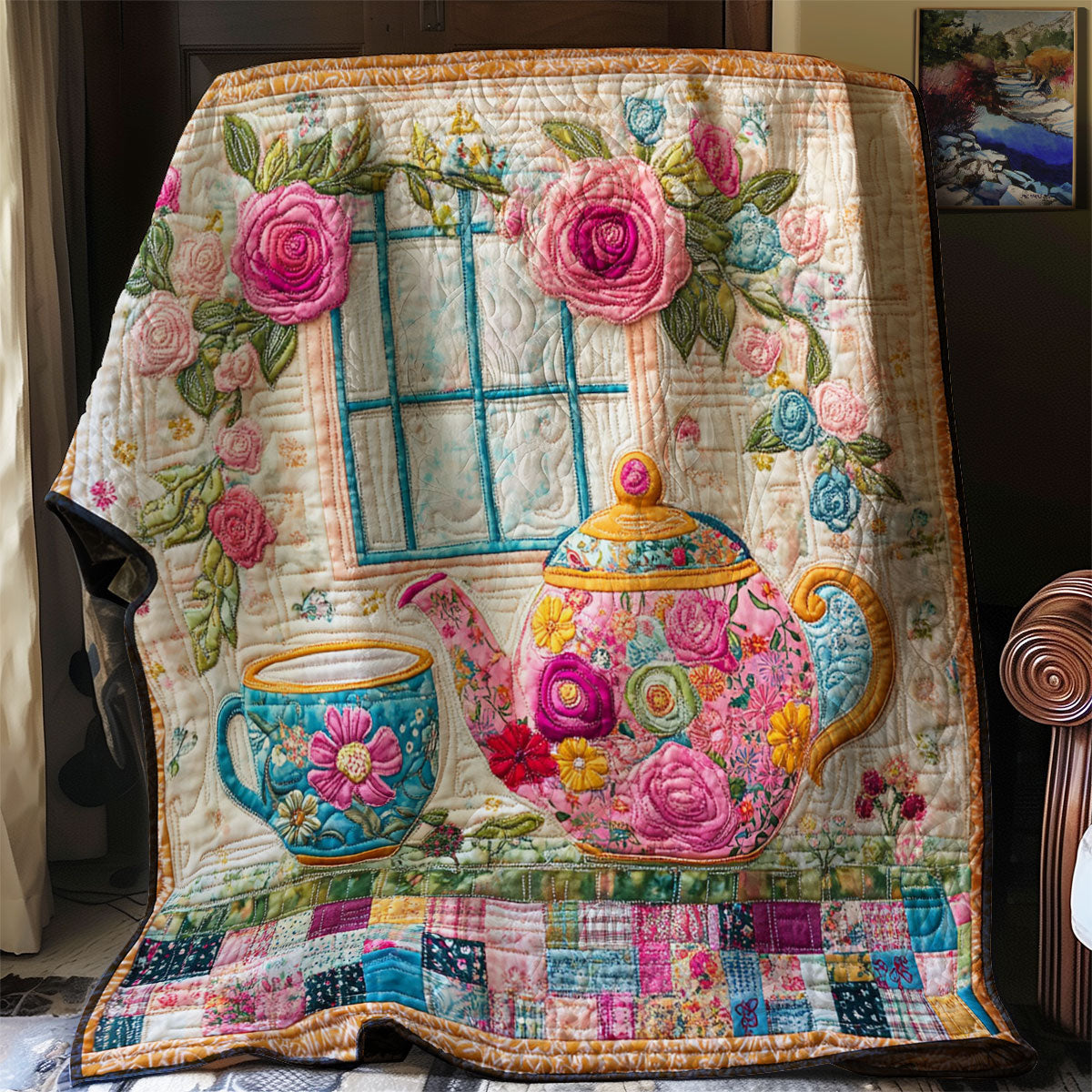 Floral Teapot WJ2201013CL Quilt