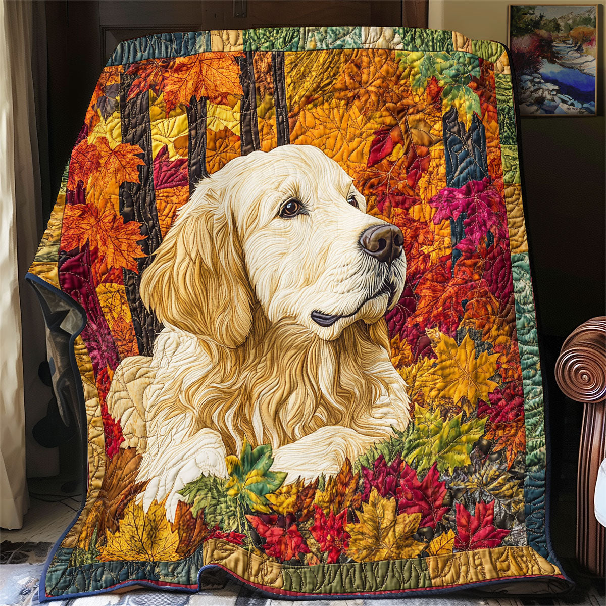 Cozy Golden Retriever WX0601010CL Quilt