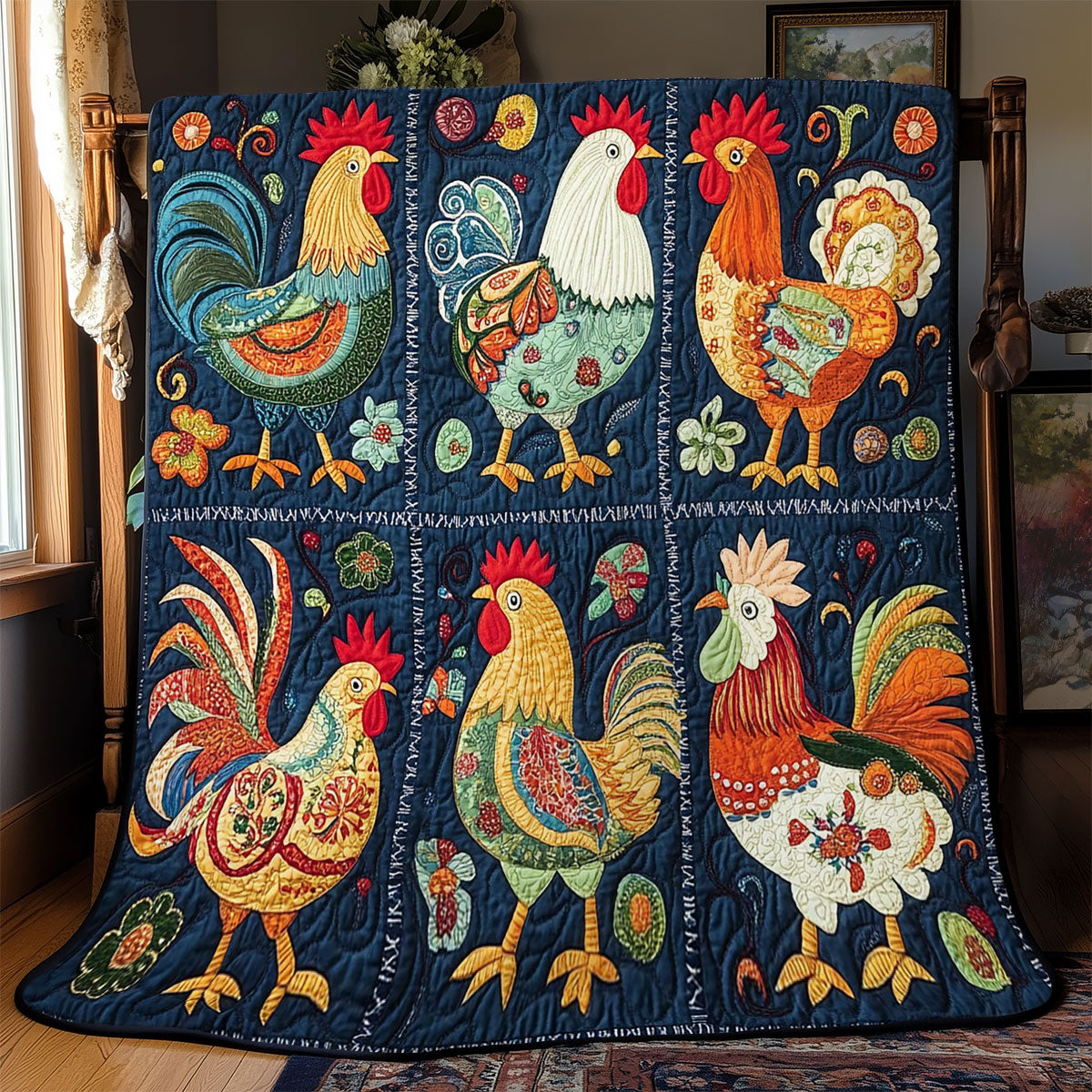 Folk Charm Chicken WJ0301004CL Quilt