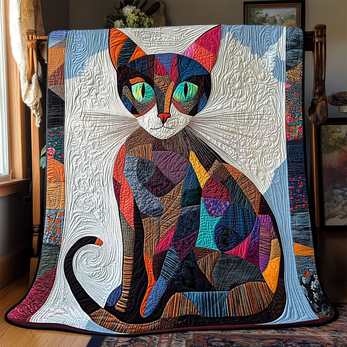 Cat Patchwork WX1702096CL Quilt