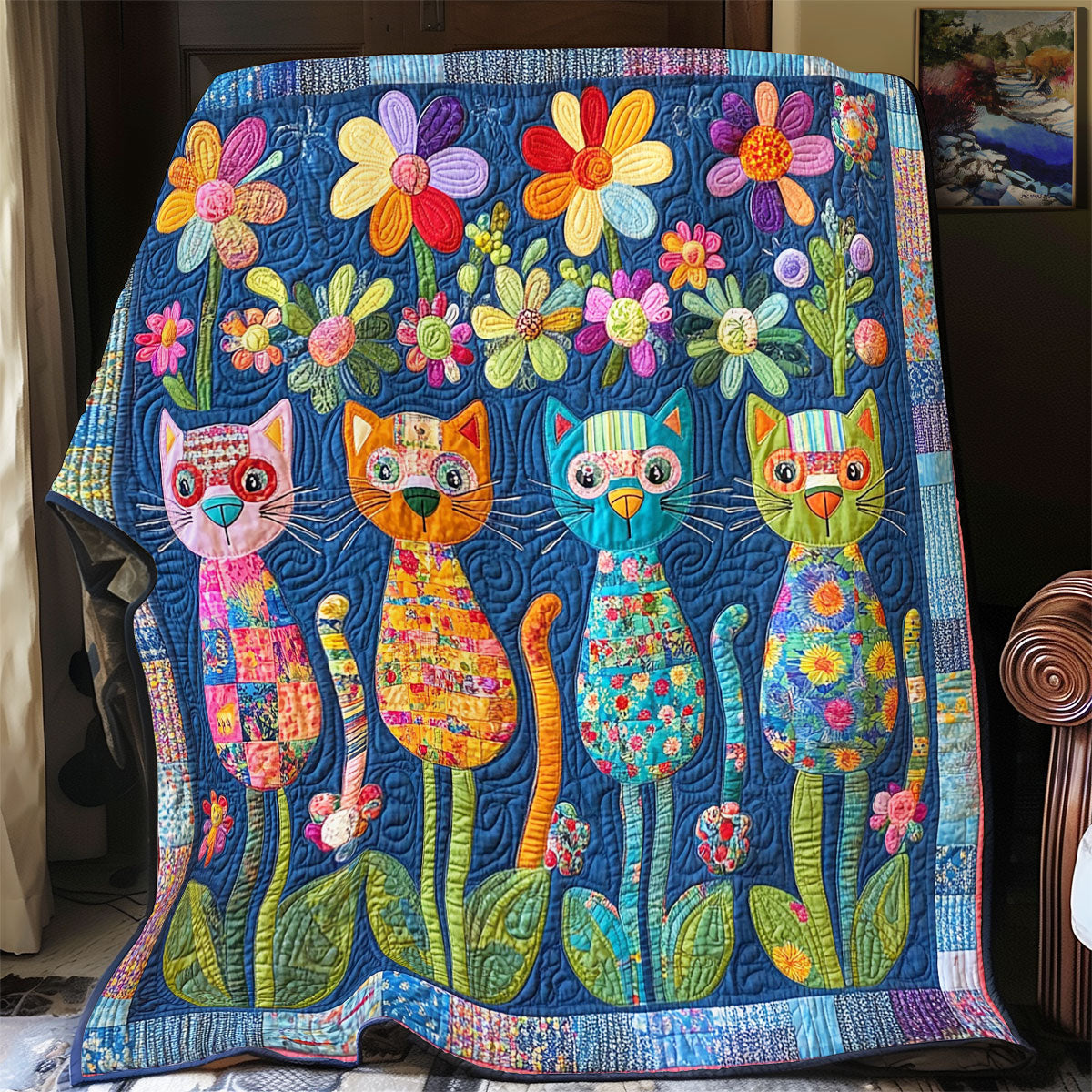 Cat Flower WX2402065CL Quilt