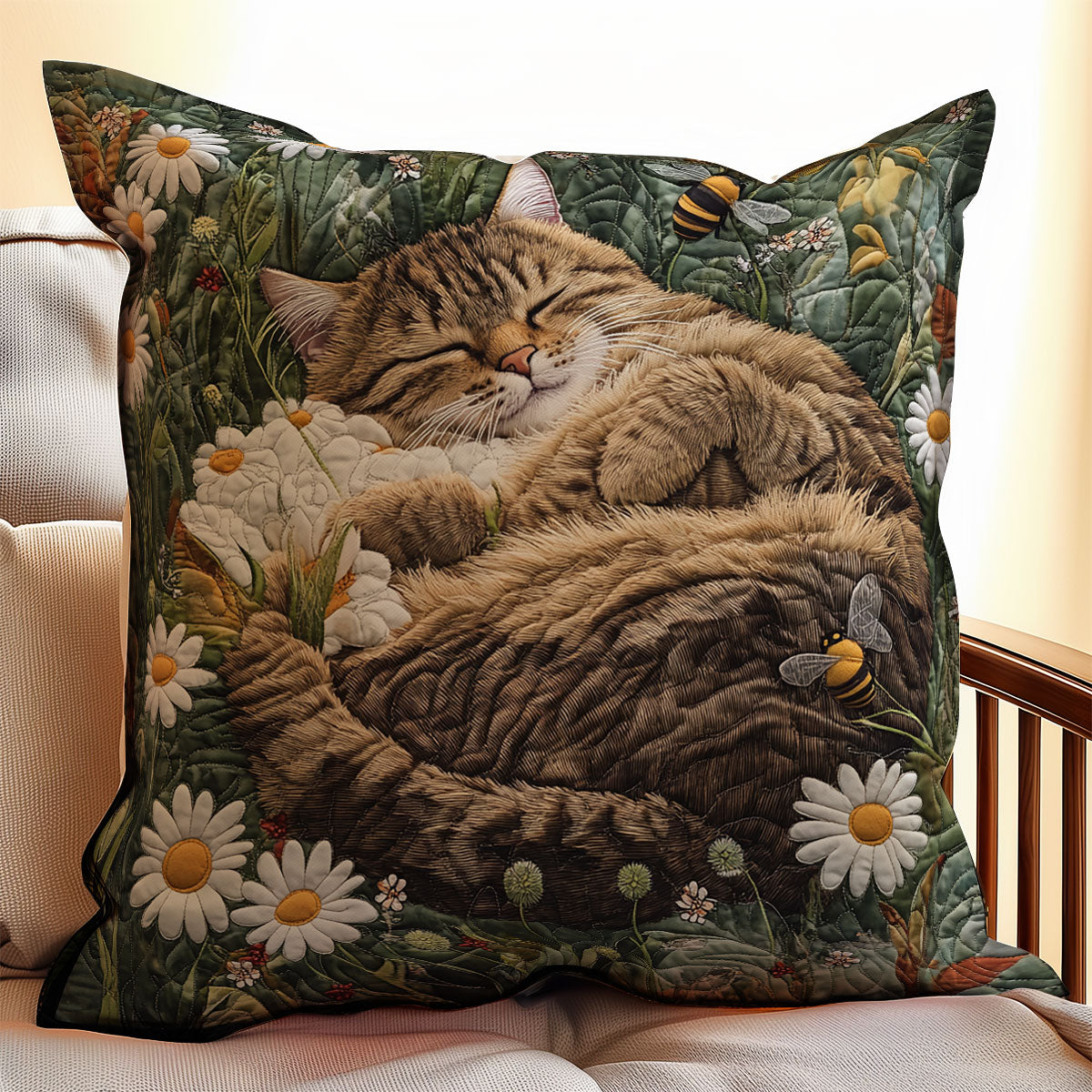 Cat Sleeping Daisy WX2402119CL Quilt Pillow Case