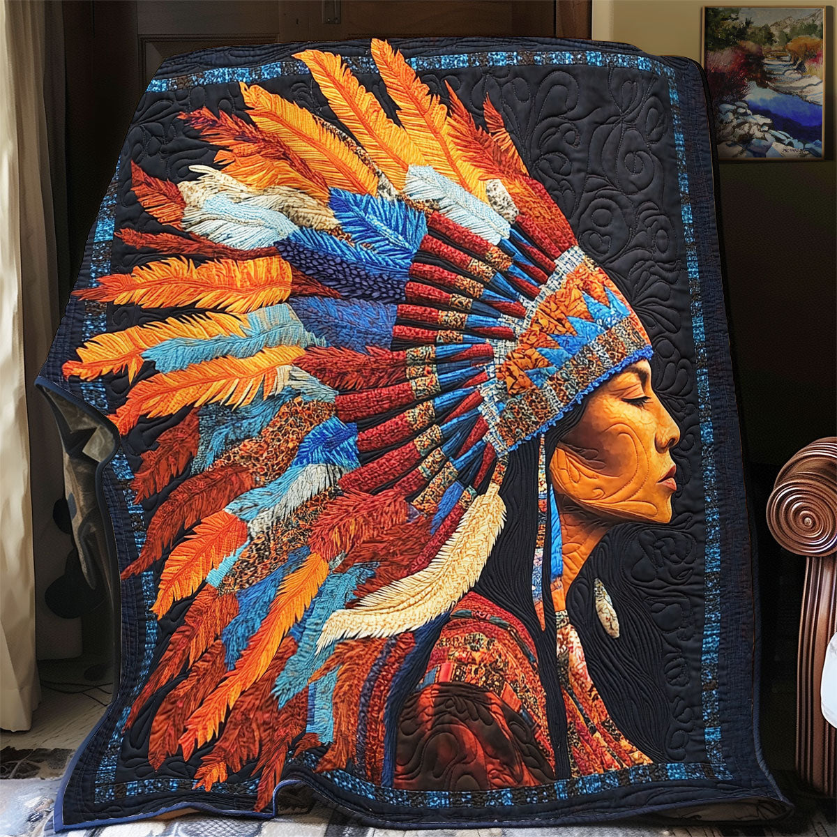 Native American Woman WX1701079CL Quilt