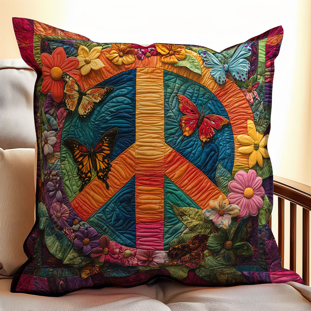 Peace Sign Flower WX2402140CL Quilt Pillow Case