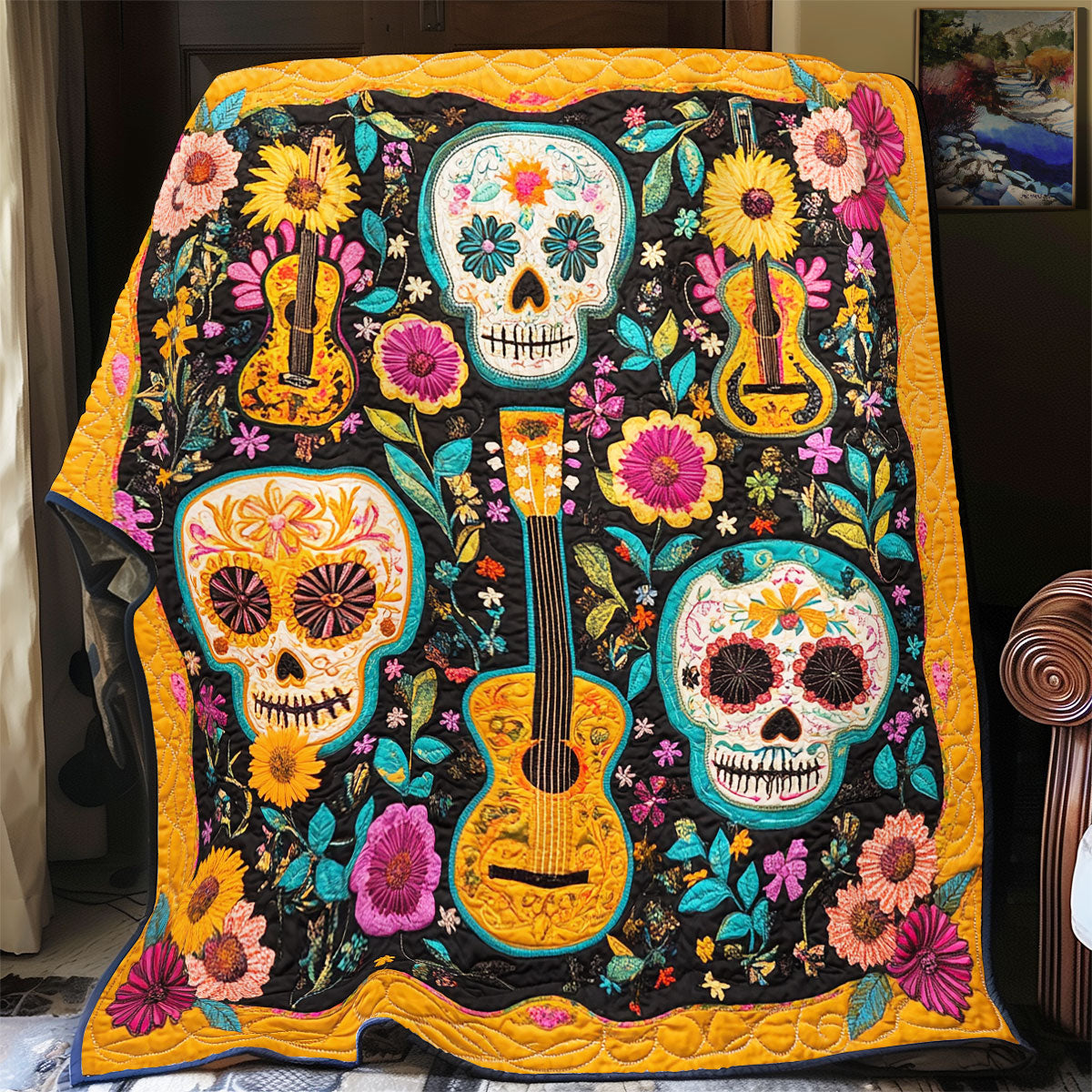 Skull Day Of The Dead WX2102028CL Quilt