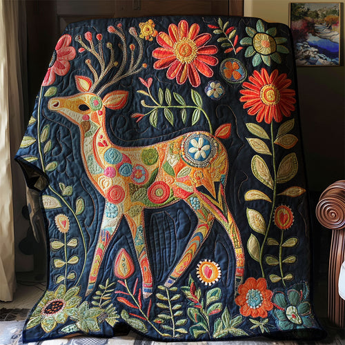 Floral Deer WJ1701011CL Quilt