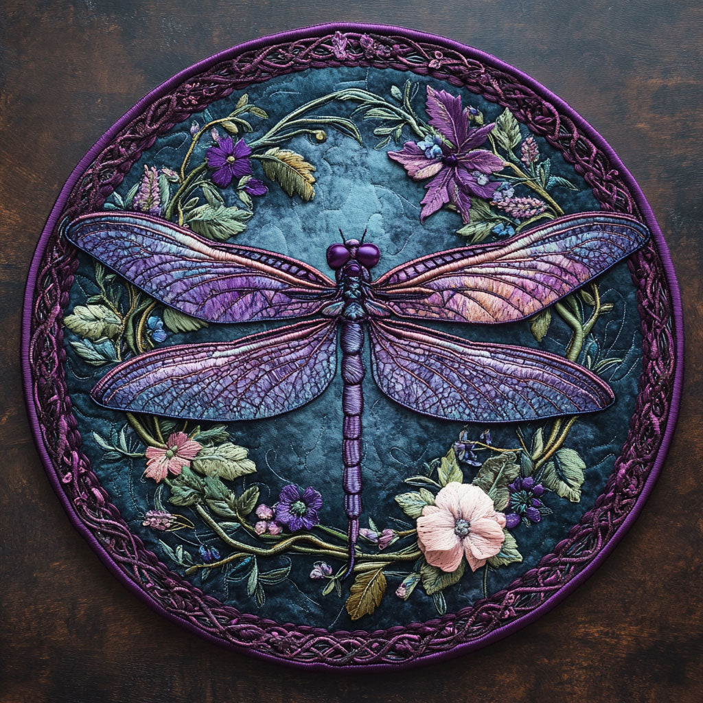 Mystic Dragonfly WX1403129CL Quilted Round Mat