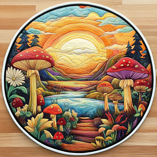 Mushroom Sunset WJ1403049CL Quilted Round Mat