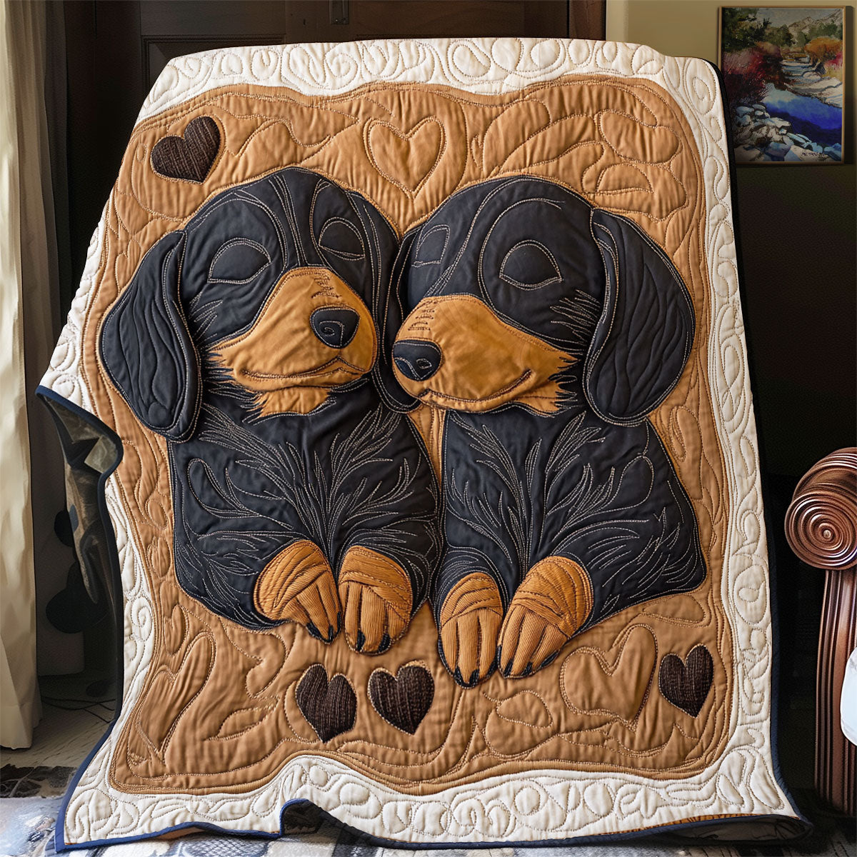 Lovely Dachshund WX1802013CL Quilt