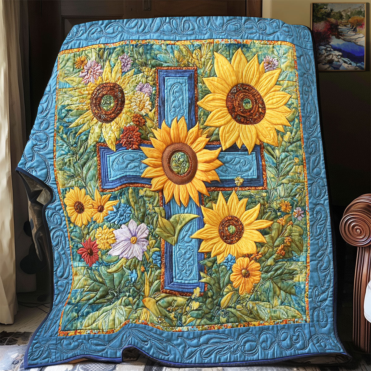 Cross Sunflower WX1601026CL Quilt