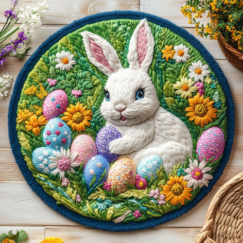 Cute Bunny WX1403116CL Quilted Round Mat