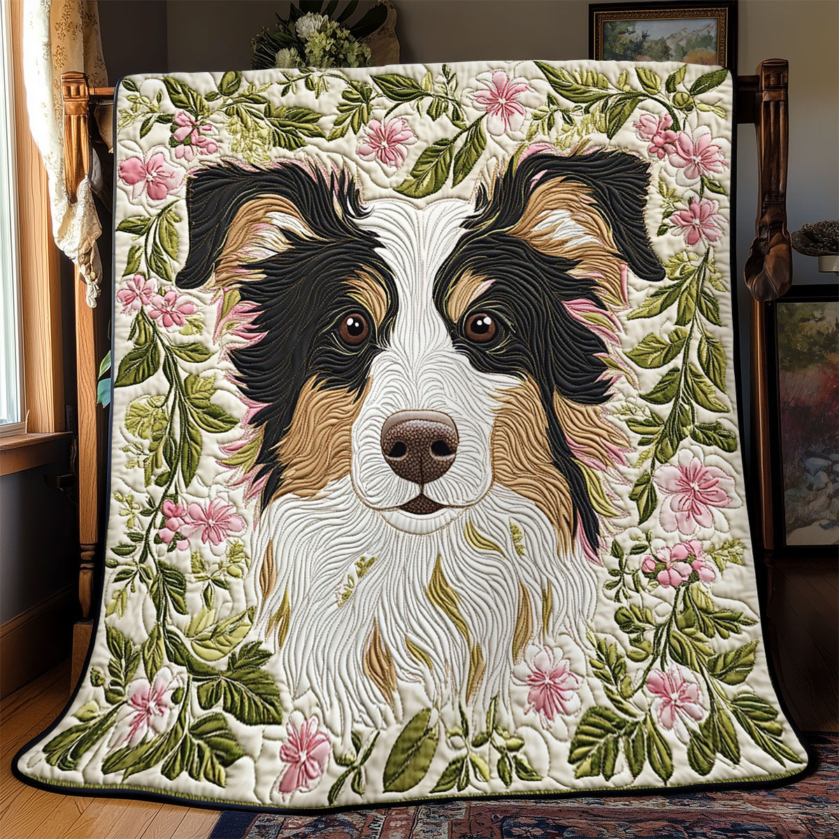 Flower Border Collie WJ1702010CL Quilt