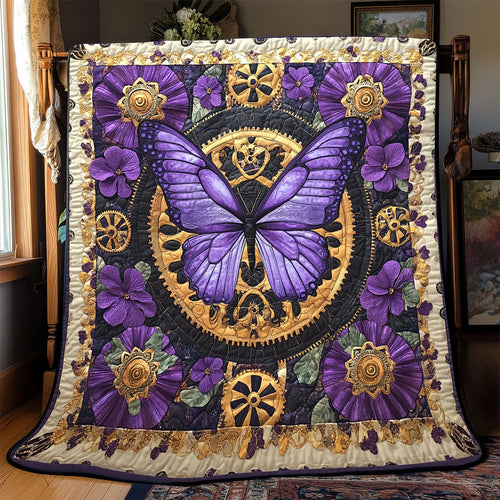 Purple Butterfly Clock WX0701042CL Quilt