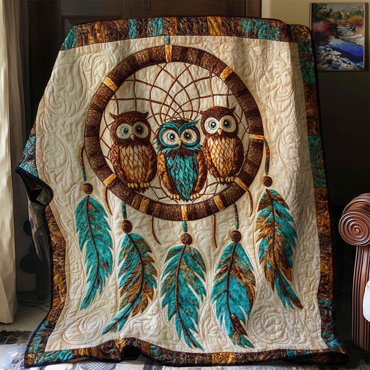 Native Dreamcatcher Owl WJ2001021CL Quilt