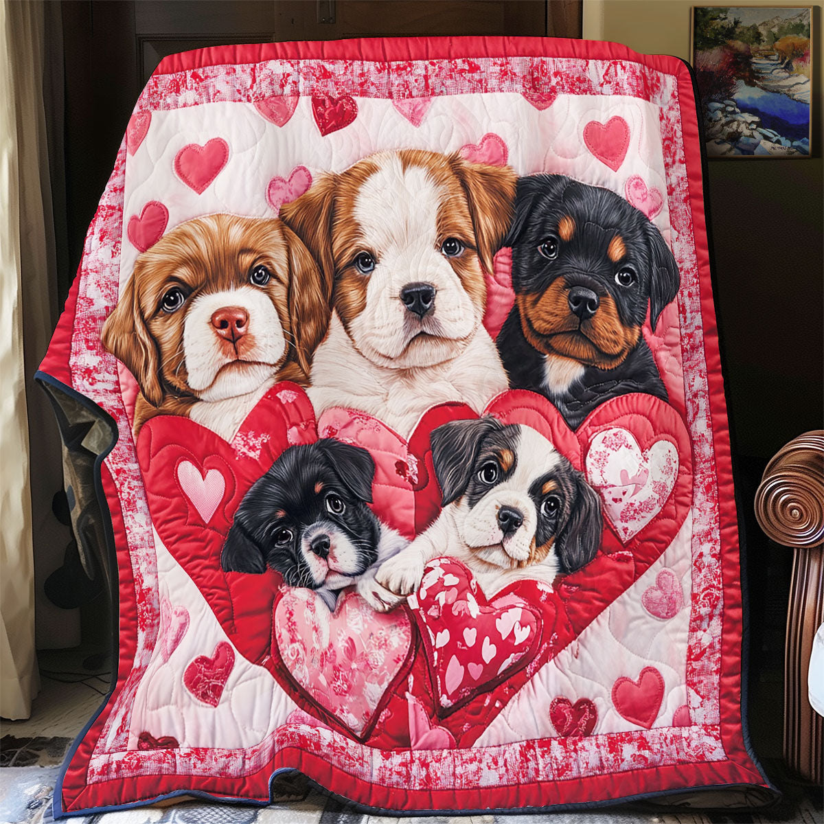 Adorable Dog Valentine WX0901001CL Quilt