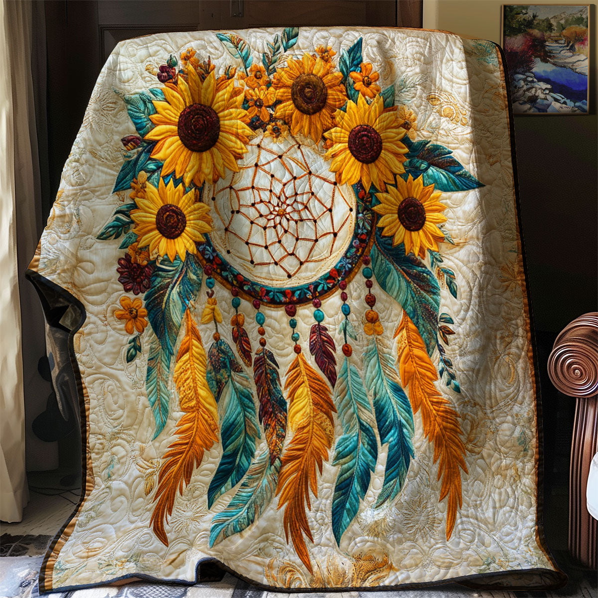 Native Sunflower Dreamcatcher WJ2301025CL Quilt