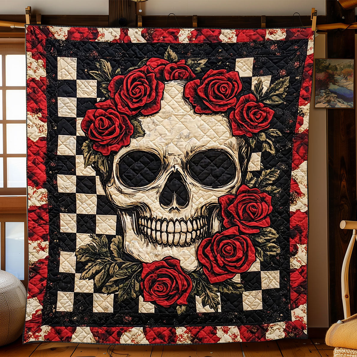 Red Rose Skull WJ0601010CL Quilt