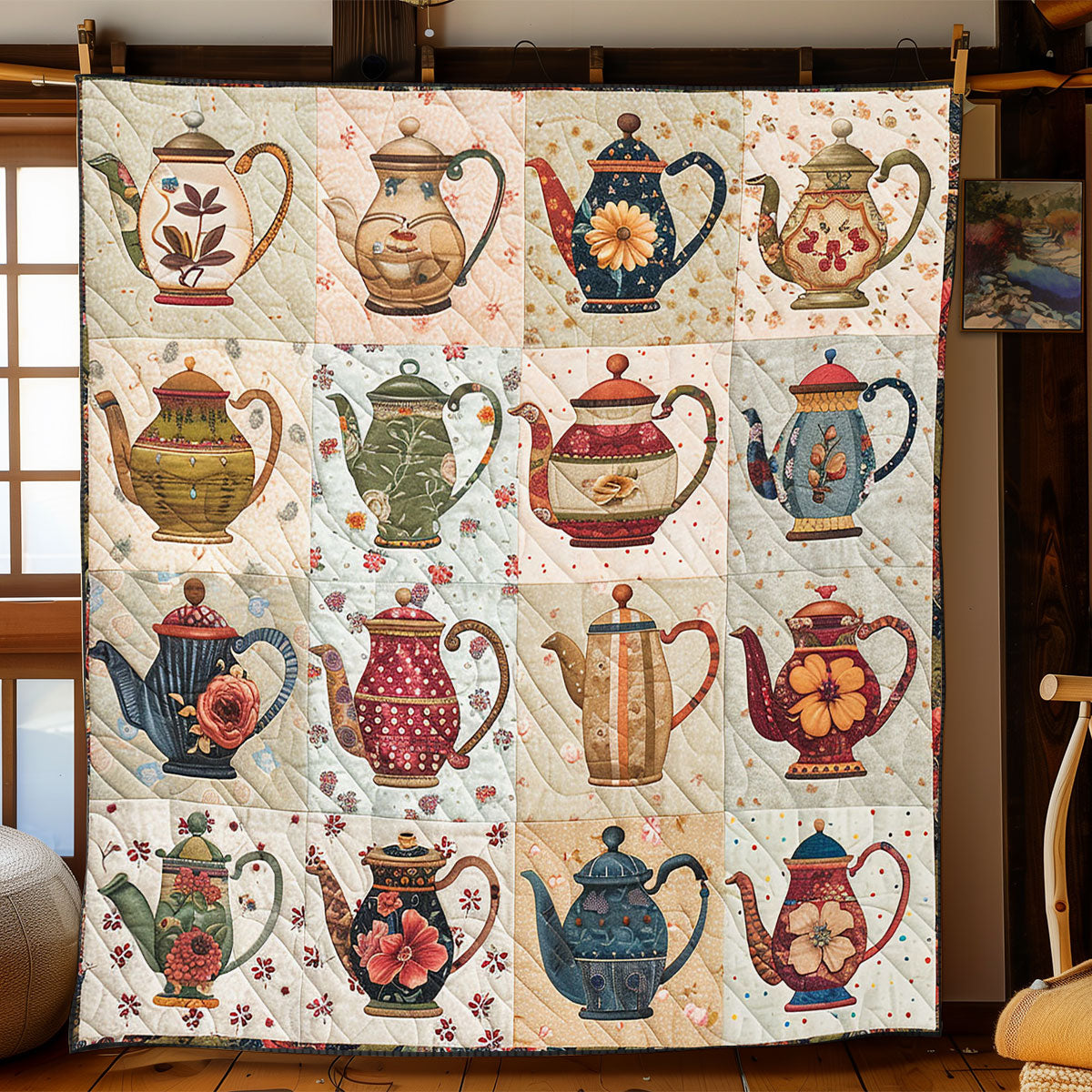 Floral Teapot WJ2101012CL Quilt