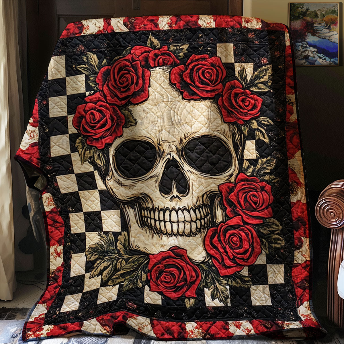 Red Rose Skull WJ0601010CL Quilt