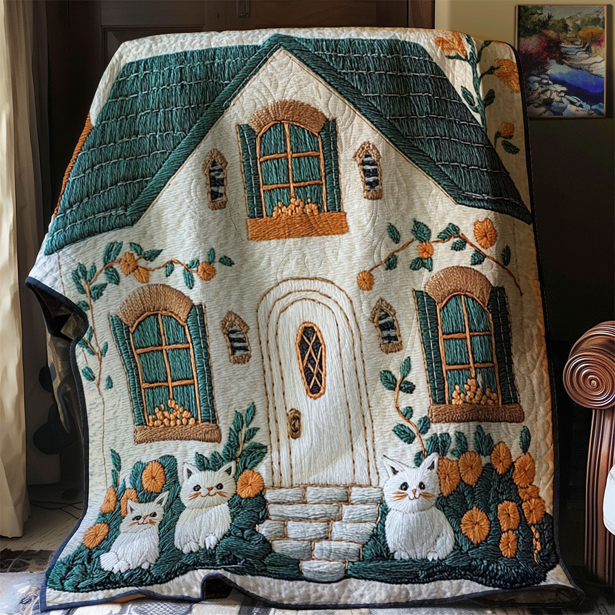 Cozy Cottage Cat WJ1702006CL Quilt