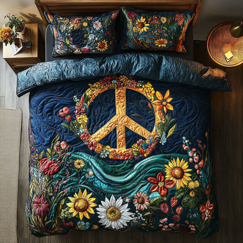 Peace Sign Flower WX1702030CL Duvet Cover Set