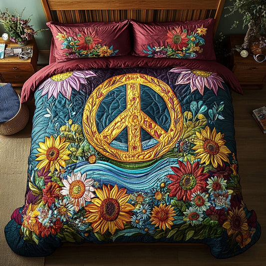 Peace Sign Flower WX1702034CL Duvet Cover Set