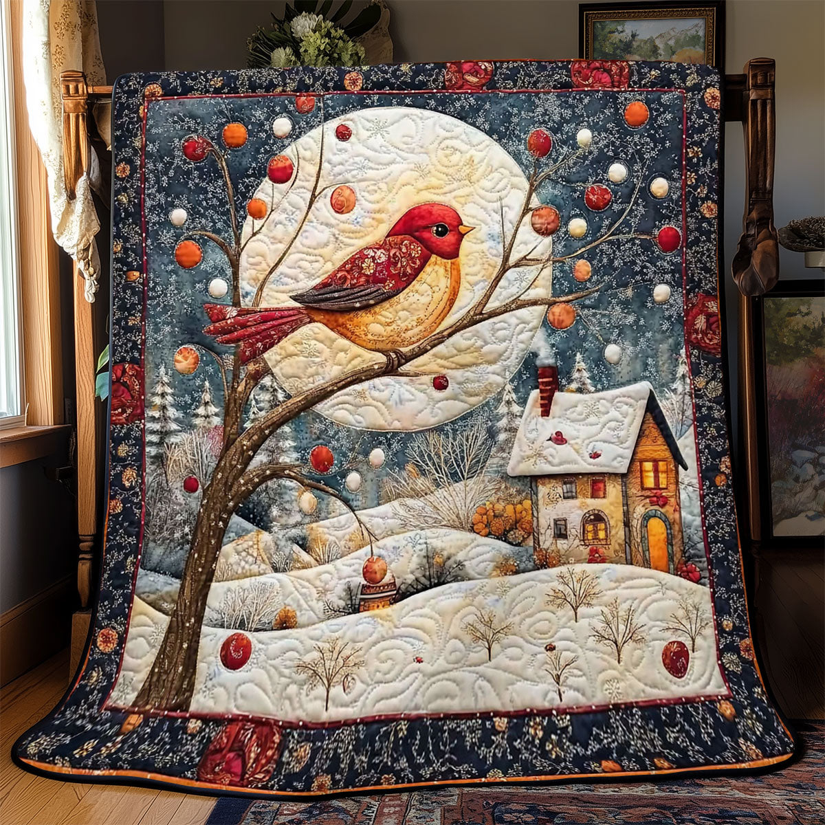 Moonlit Cardinal WJ0201014CL Quilt