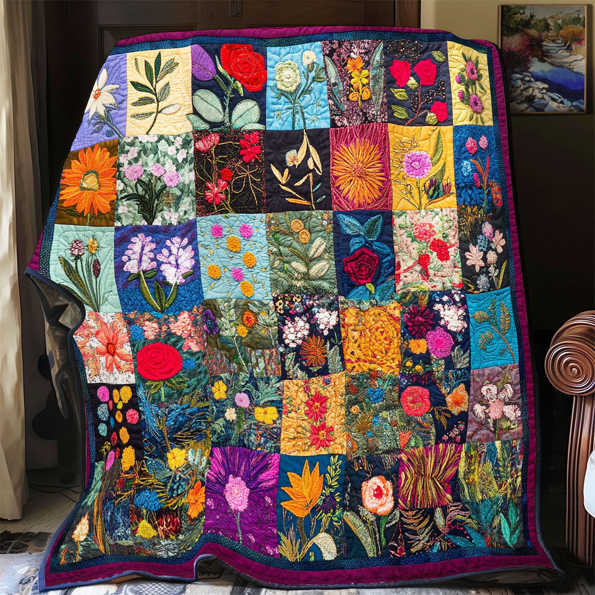 Vibrant Flower Patchwork WX2702120CL Quilt