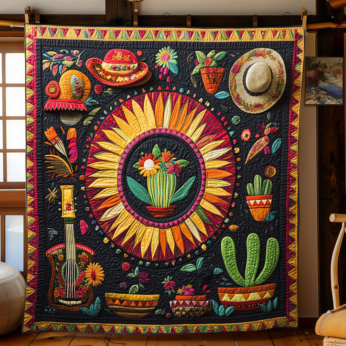 Mexican Fiesta Del Sol WJ2002016CL Quilt