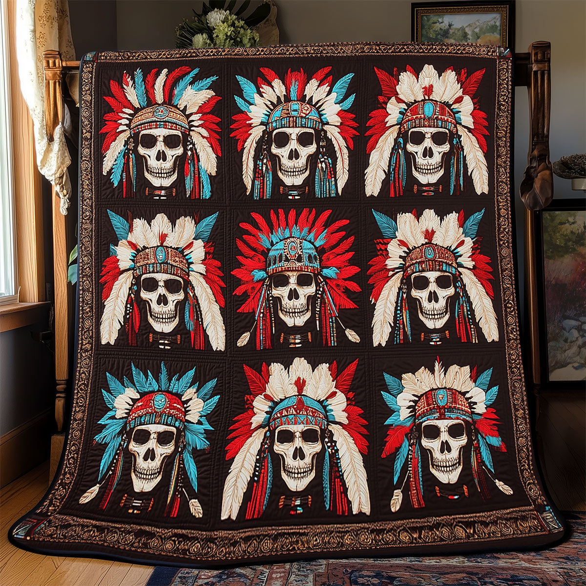 Native American Skull WX1802027CL Quilt