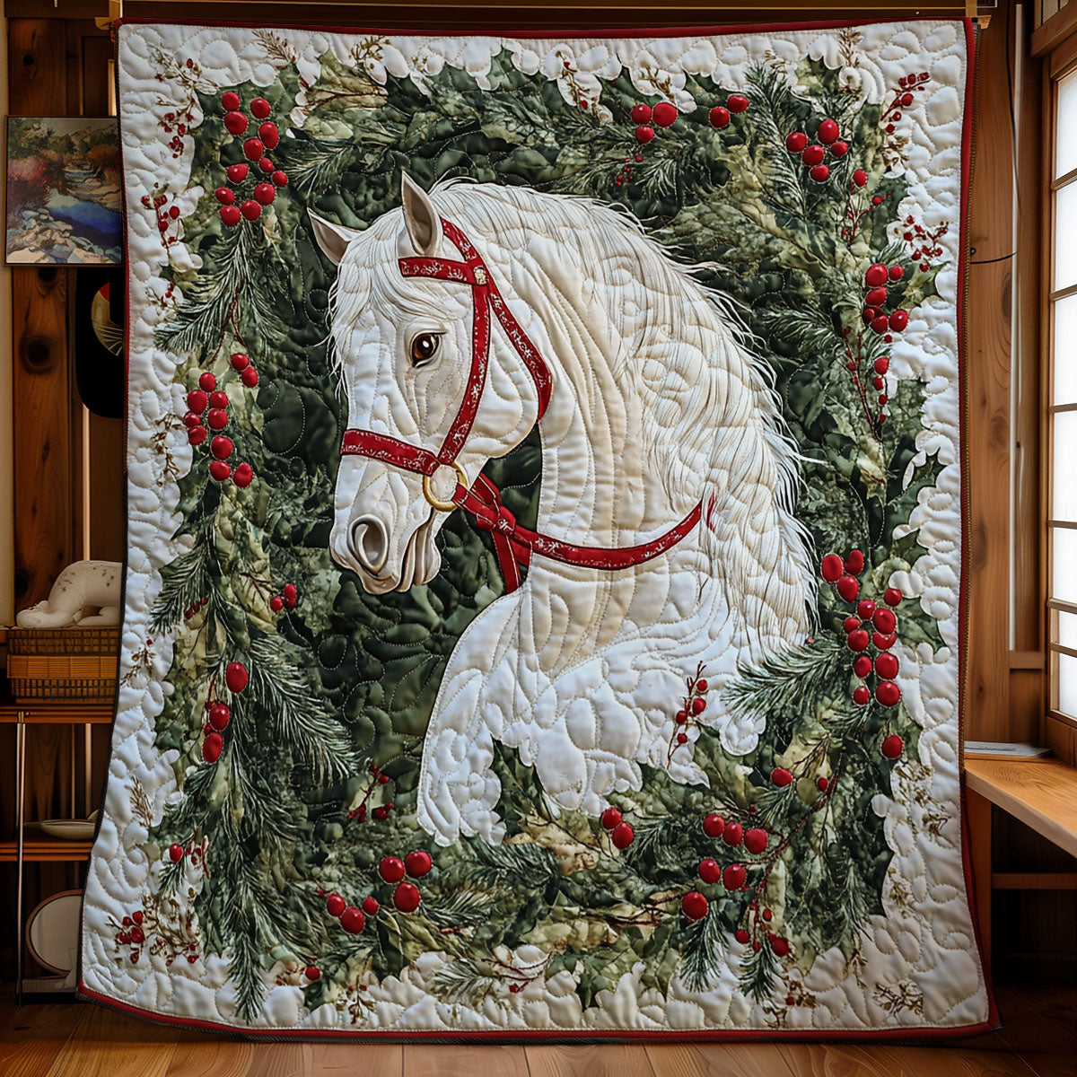 Horse Red Berries WX0301043CL Quilt