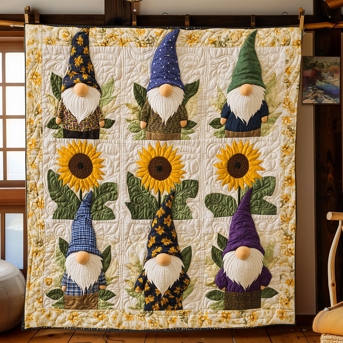 Sunflower Gnome WJ0401019CL Quilt