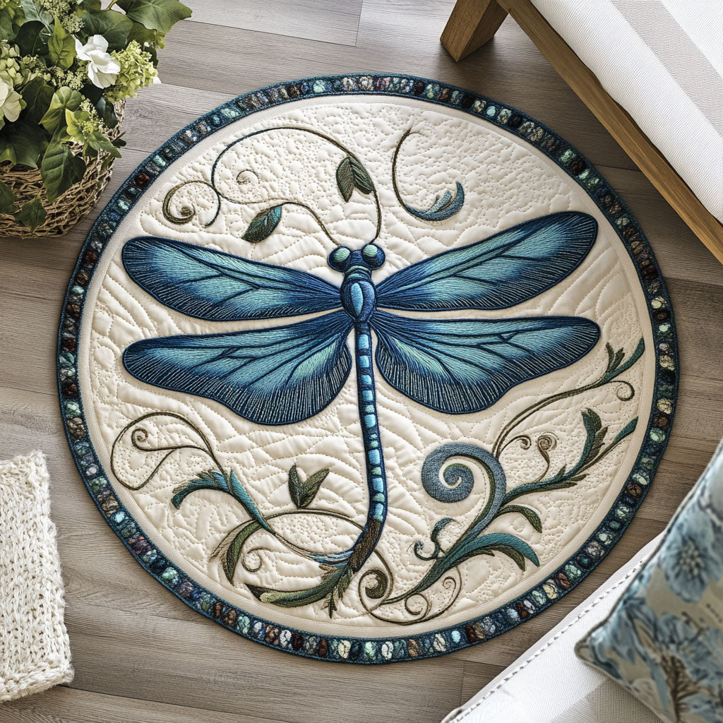 Elegant Dragonfly WX1403119CL Quilted Round Mat