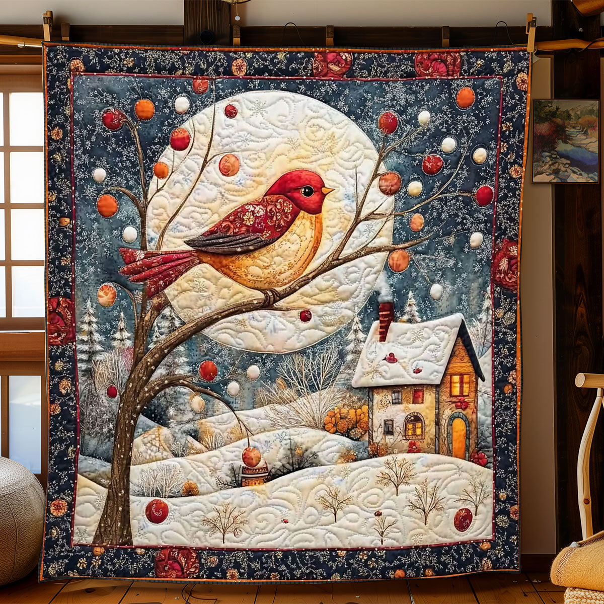 Moonlit Cardinal WJ0201014CL Quilt