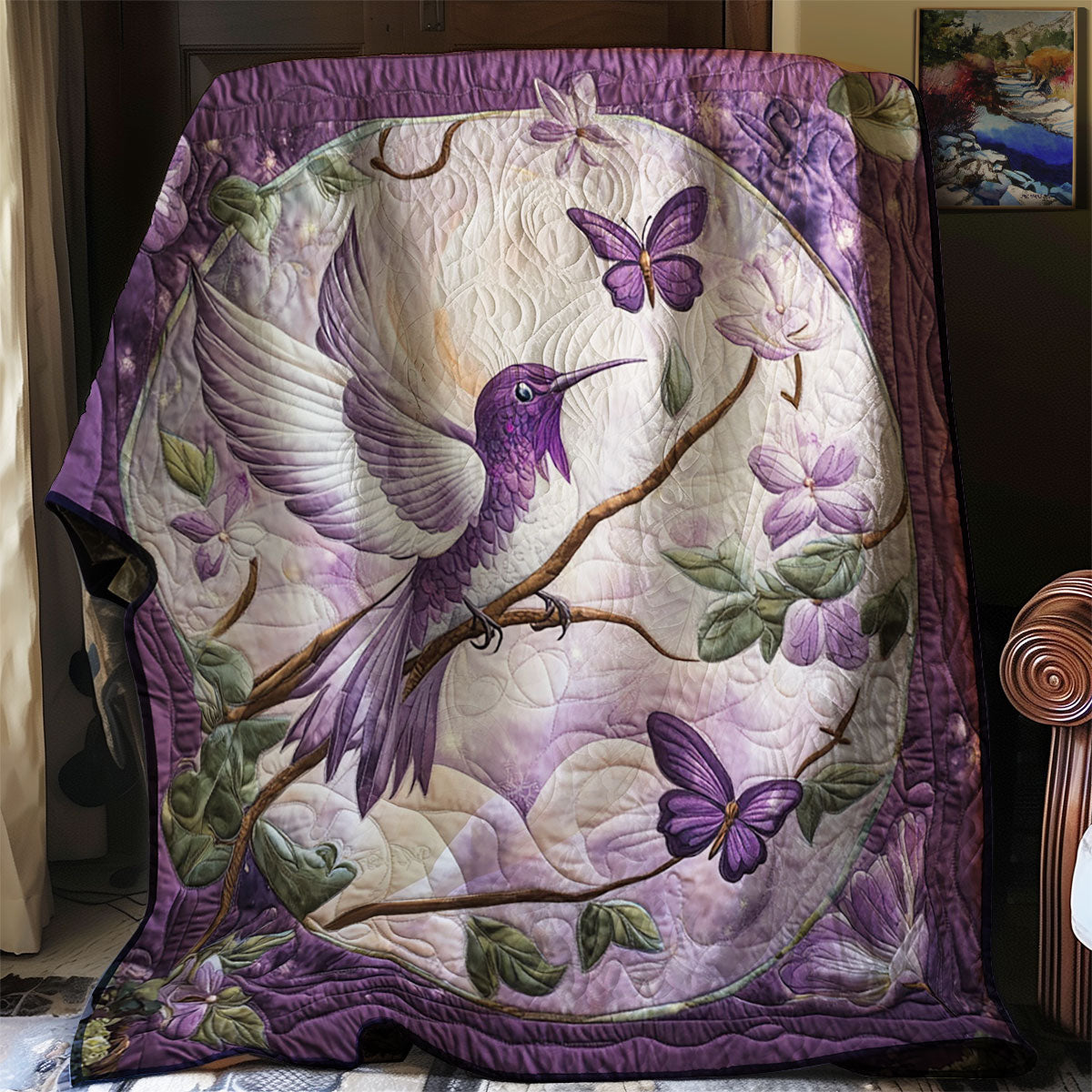 Purple Hummingbird WJ0701017CL Quilt