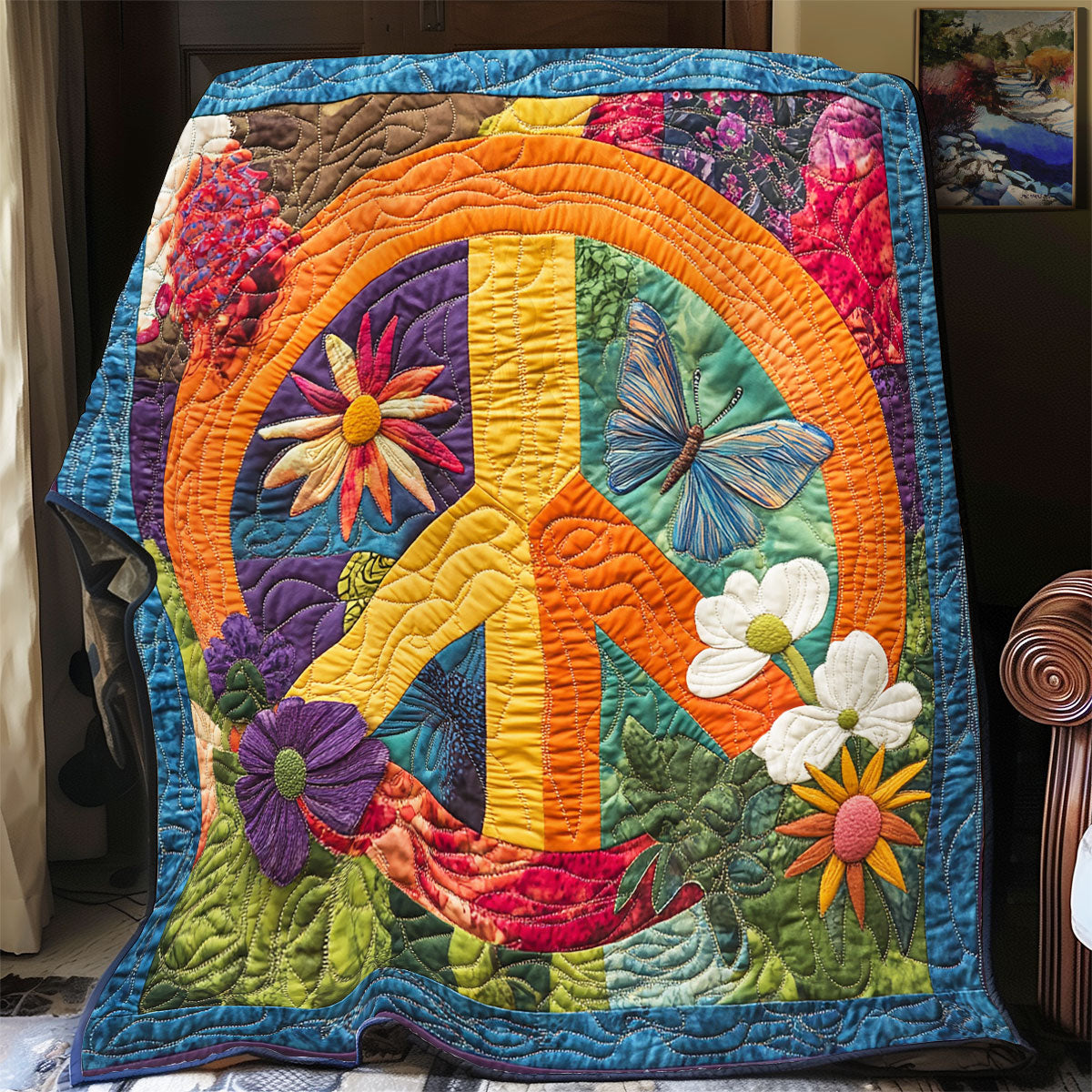 Peace Sign Flower WX2402090CL Quilt